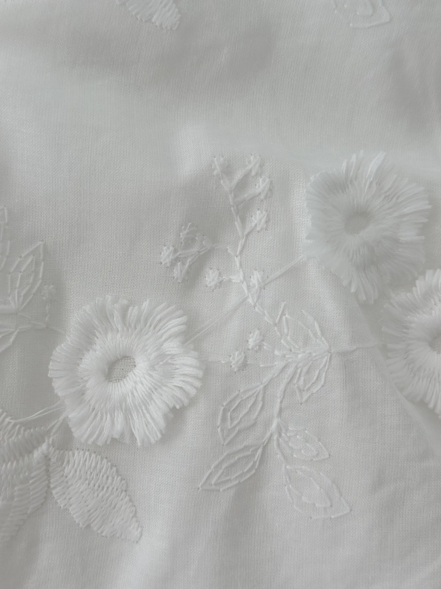 Milky Mae Elaina Dress in cotton fabric with delicate embroidered flowers