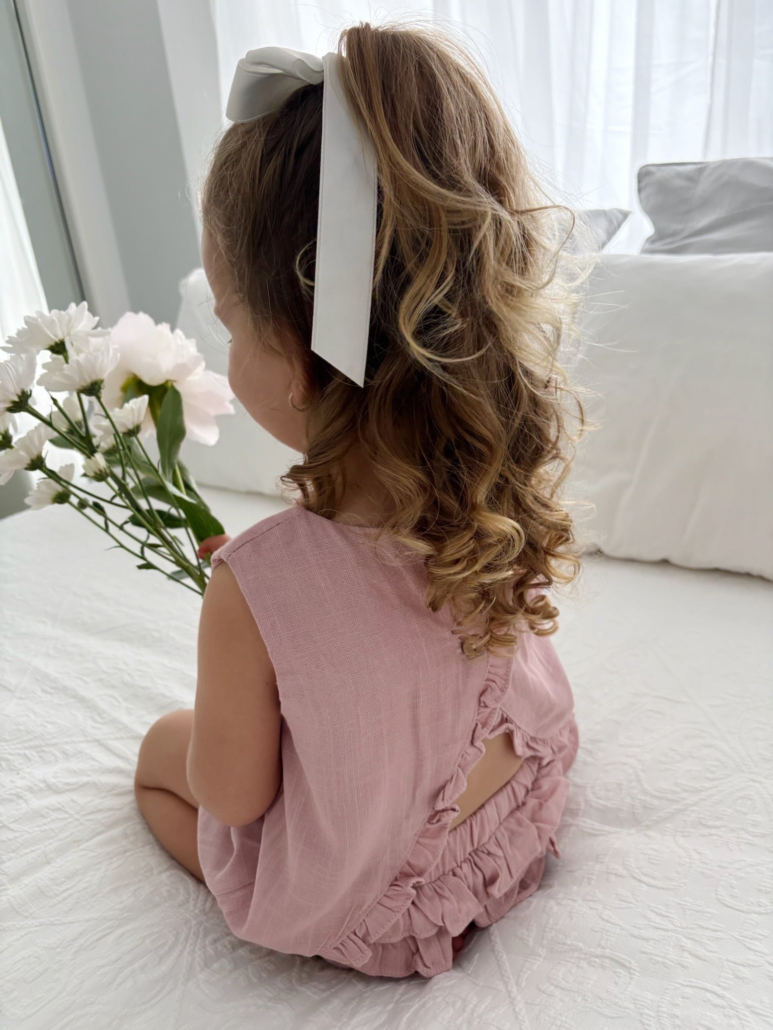 Milky Mae Peonie Ruffle Set made with a gentle linen/ cotton blend featuring sweet ruffles